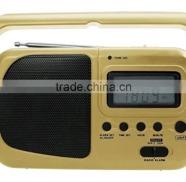 Gold Multiband Portable AM FM Digital Tuning Clock Radio photo-2