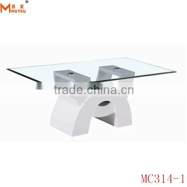 Modern Wood Base Glass Top Table Coffee photo-2