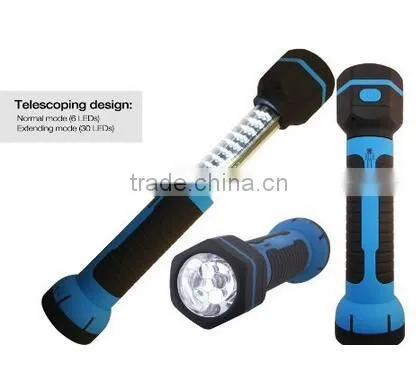 30+6 LED Pull Up Rechargable Telescopic Flashlight Work Light photo-4