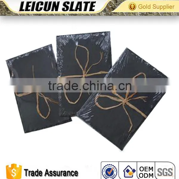 Wholesale Natural Edge Rectangle Grooved Black Slate Plate, Black Slate Steak Plate photo-2