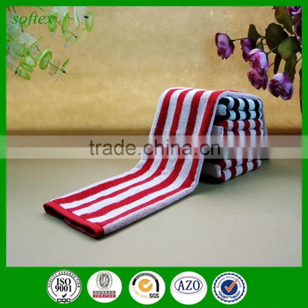 Wholesale Jacquard Cotton Red and White Striped Hand Towels photo-3