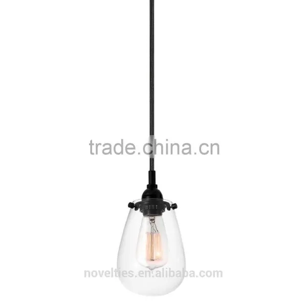 Historic Satin Finish Clear Glass Shade Suspension Lamp for Restaurant Inter Design Project