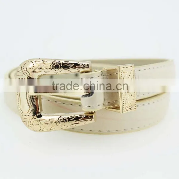 2015 Fashion Dress PU Leather Belt With Shiny Gold Buckles in YiWu Factory photo-2