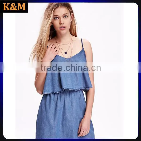 Chambray Overlay Dress Comfortable Dress Cute Dress photo-2