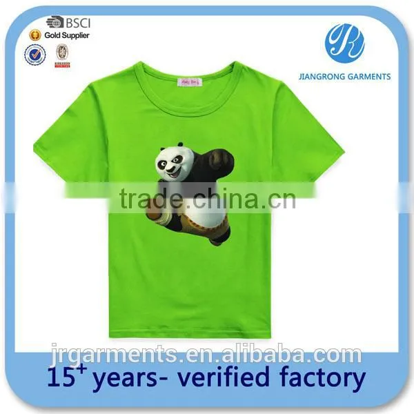 OEM Kids Silk Screen Printing Green Round Neck t Shirts Wholesale Kids Clothes