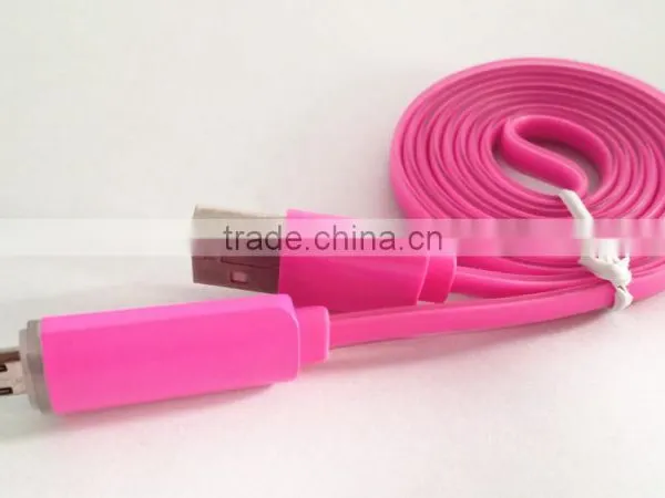 Flat Noodle Design Candy-colored Micro USB Cable With Led Light for Android Smart Phone photo-6