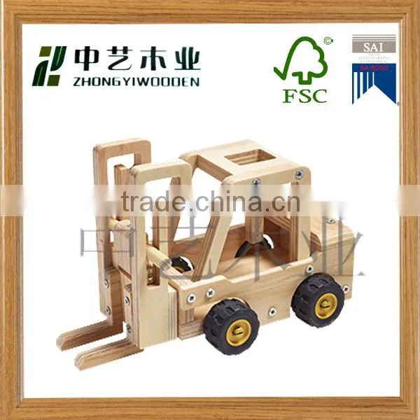 Made in China Eco-friendly Assembled Educational Pine OEM Wooden Tanker Toys photo-3