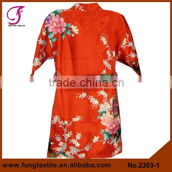 2304 Wholesale Children Peacock Pattern Silk Satin Robe photo-4
