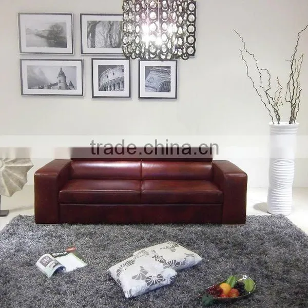 Top Grain Leather Korean Style Living Room Sofa Bed photo-2