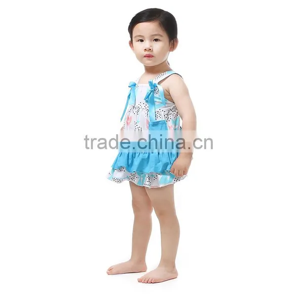 Fashion Popular Feather Print Clothes Baby Swing Top and Baby Bloomer. photo-2