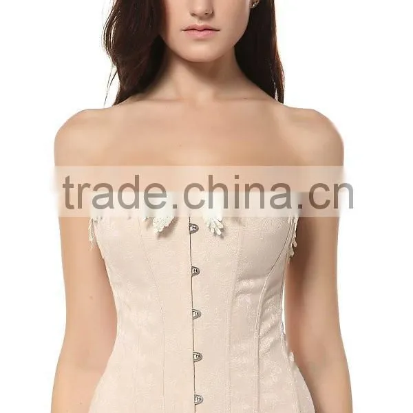Sexy Lace Brocade Steampunk Wait Training Corset With Steel Boned photo-4