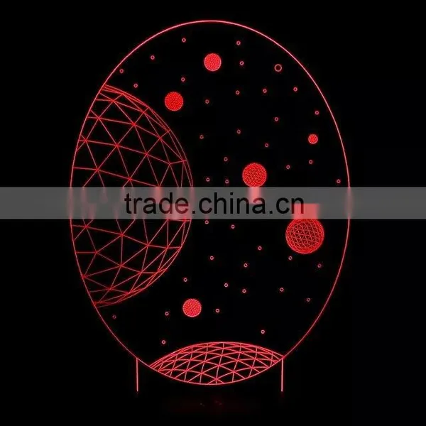3D Optical Illusion Moon Scene Night Lamp Night Light 10 Colorful LEDs Ultra-thin Acrylic Light Panel AA Battery or DC 5V photo-6