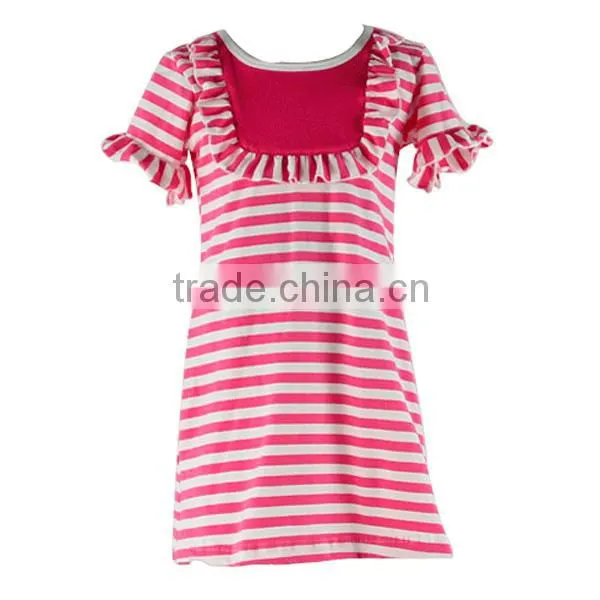 The Latest Fashions Children's Boutique Clothing Stripe Little Baby Girls Dress Pure Cotton Ruffle Dress photo-2