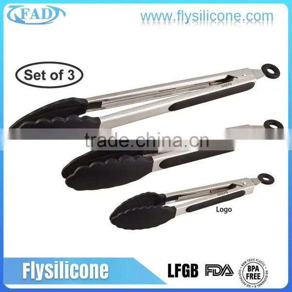 Kitchen Silicone Food Tongs and Stainless Steel Silicone Cooking Utensils photo-4
