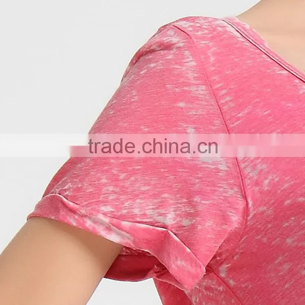 Women Burnout V Neck T-shirt With Crystals photo-5