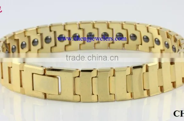 Two-tone Magnet Men's Gold Bracelet 18k Jewelry