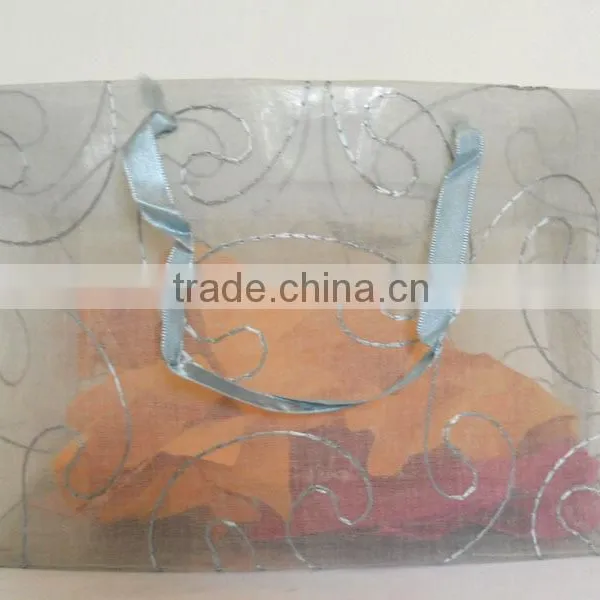 Fine 100% Cotton Organza Gift Bag With Hand Embroidery