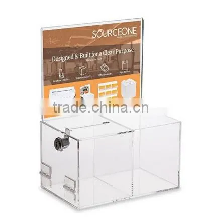 Source One Deluxe Donation Box - Collection Box - Tip Container - With Two Compartments for Give & Take- Treat or Prize Compartm photo-2