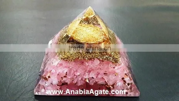 Rose Quartz Orgone Pyramid | Metal Tortoise Orgone Pyramid With Roze Quartz Chips photo-6