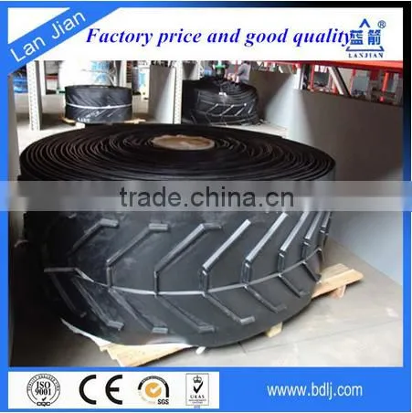 Patterned Chevron Rubber Conveyor Belt ,EP, NN, CC Fabric Rough Top Rubber Belt photo-6