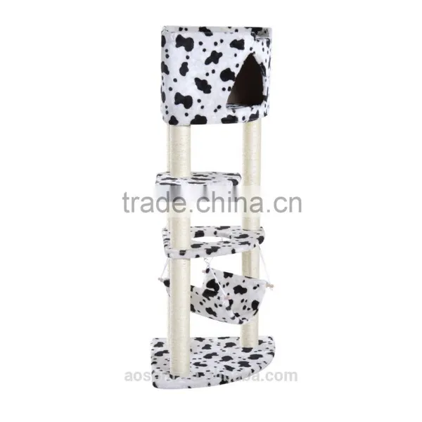 Pawhut 51" Multi-Level Cat Tree Tower - Black/White photo-3