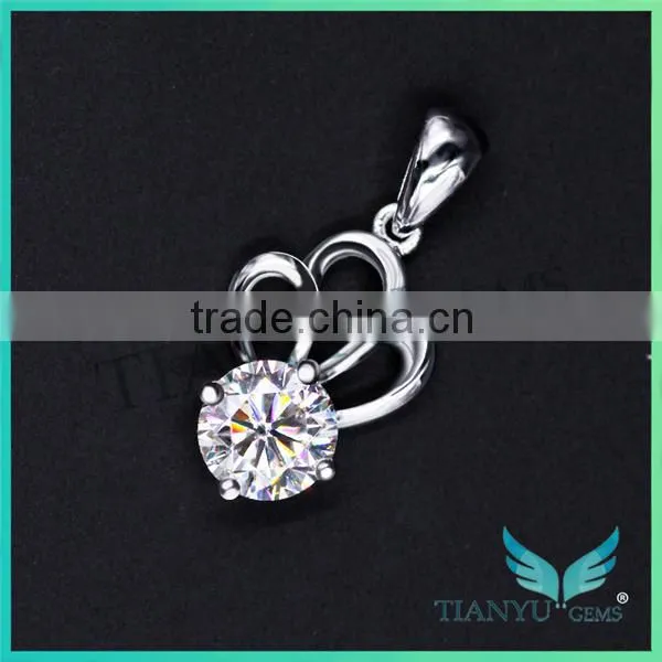 24K Gold 1 Carat White Round Billiant Cut Moissanite Diamond Pendants Charms for Necklaces photo-2