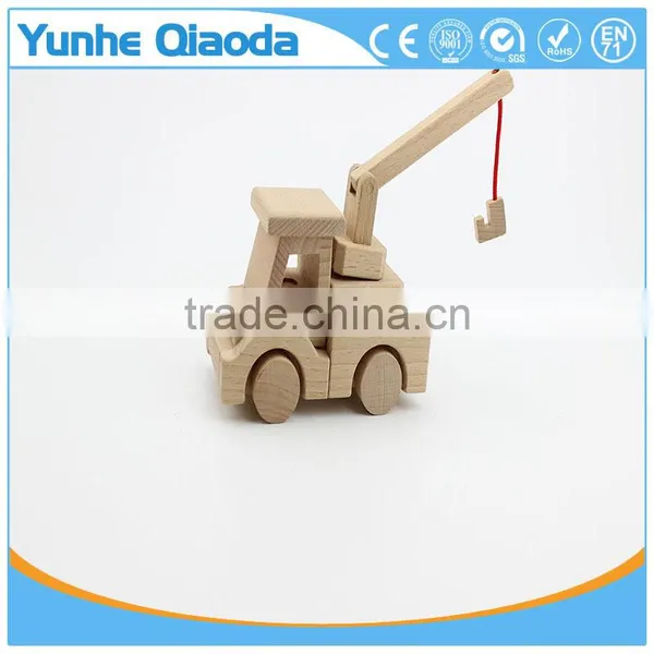 Wood 3D Vehicle Puzzles Mini Crane Car 3D Woodcraft Kit Assemble Paint DIY 3D Puzzle Toys for Kids Adults the Best Birthday Gift photo-6