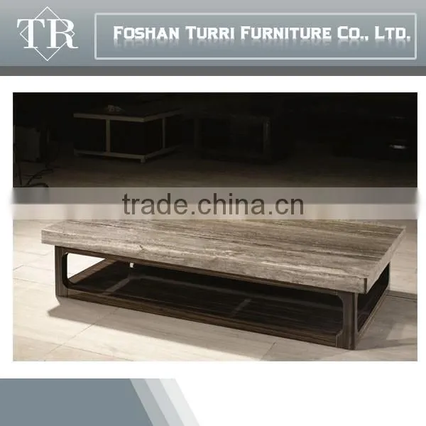 Italian Vintage Ebony Veneer Base With Travertine Top Coffee Table photo-4