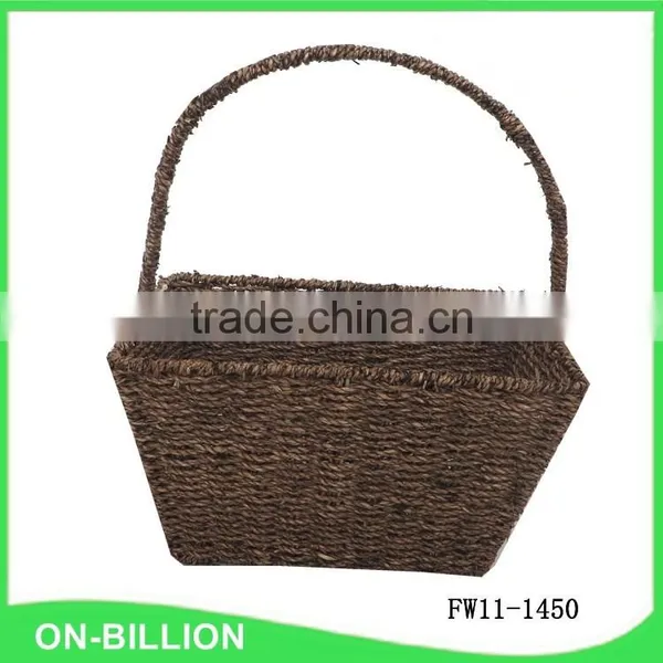 High Handle Black Color Seagrass Basket photo-4