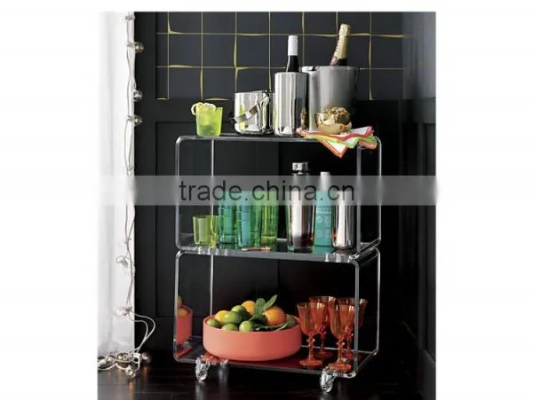 Supplier Acrylic Lucite Juice Bar Cart Serving Trolley photo-3