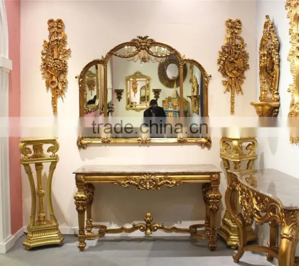 French Antique Wall Mirror and Console Table photo-6