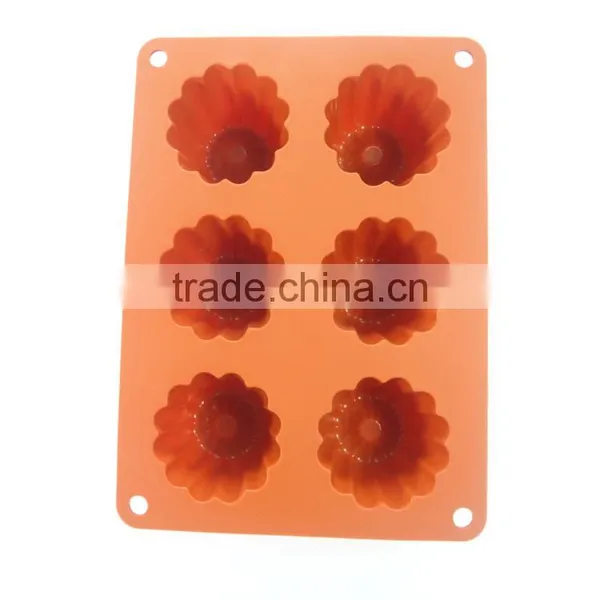 BPA Free 6 Flower Shaped 3D Silicone Cake Mould Cake Pan For Baking photo-3