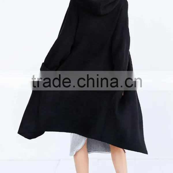 Cozy Hooded Open Longline Sweater Coat Oversized Fit Women's Winter Long Mature Coat Latest Design photo-5