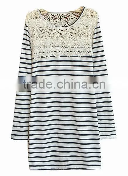 New Fashion t Shirt Boat Neck Fringe Front/back Long Sleeve Casual/daily Loose Stripe Fashion t Shirt for Girl photo-3
