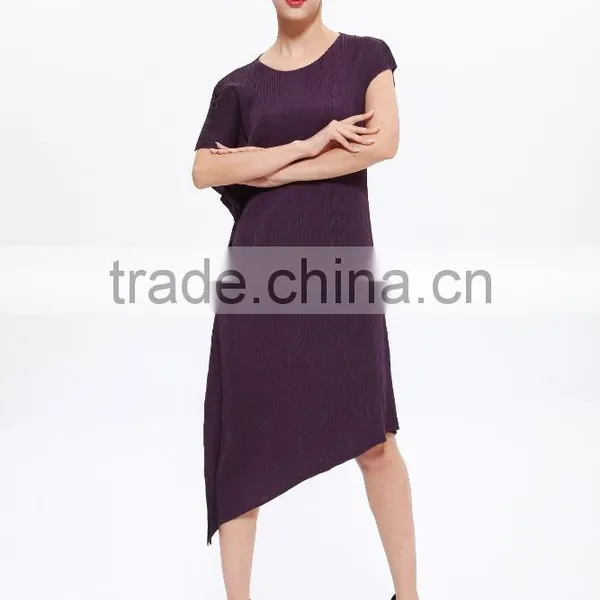 Irregular Hem Fashionable Online Store Pleated Dress for Women photo-3