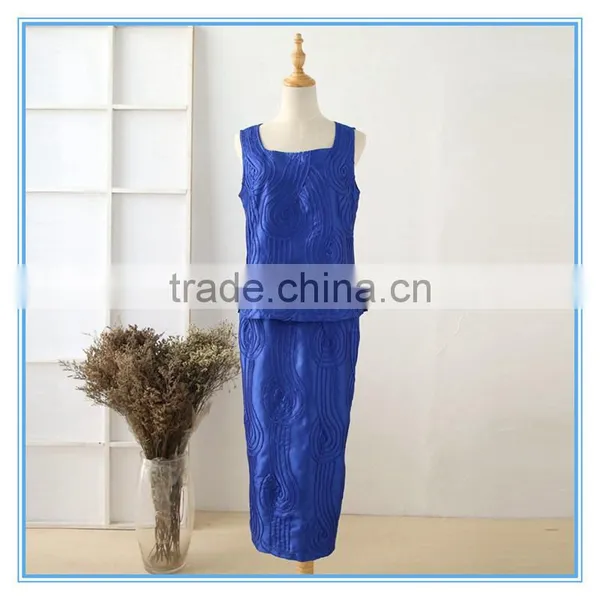 100% Polyester Three-piece Suit Dark Blue Wholesale Women Church Suits photo-2
