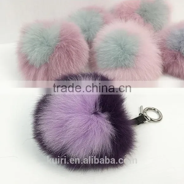 Love Heart Letter Real Natural Fox Fur Keyrings Bag Charm Bag Handbag photo-4
