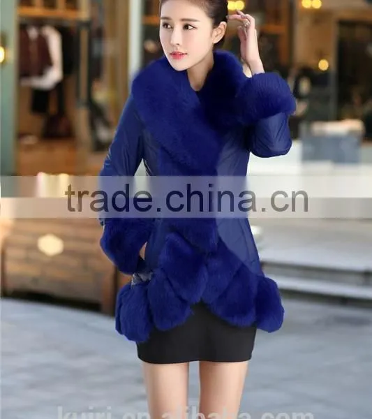 New Fashion Winter Jacket Women Luxurious Fake Fox Fur Collar Long Leather Jacket PU Slim Parkas For Women Coat Ladies Down photo-3
