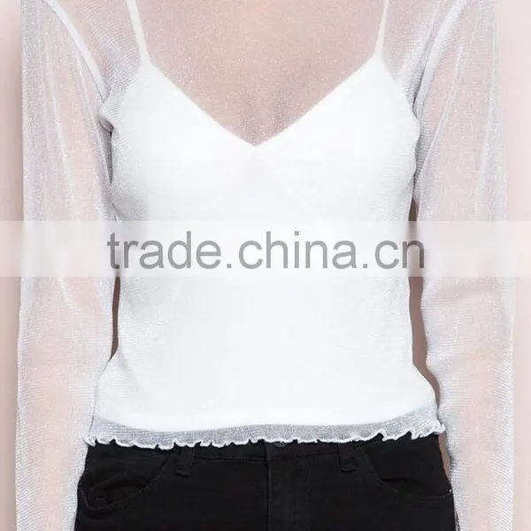 Runwaylover 111 2017 Ladies Sexy Long Sleeve Transparent Blouse photo-2