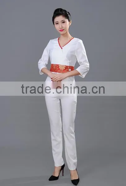 Custom Fashion Slim Fit Latest Design Spa Shop Staff Workwears Uniforms for Women photo-5