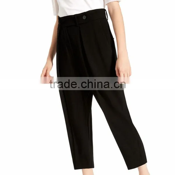 OEM Big Promotion Wide Leg Black Casual Dress Pants for Ladies photo-2