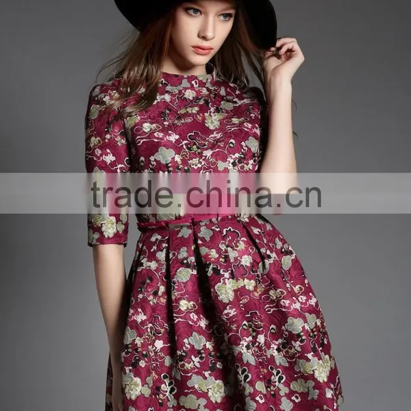 Women A Line Short Sleeve Lace Dress Fabric Embroidery Mini Dress With Pattern photo-2