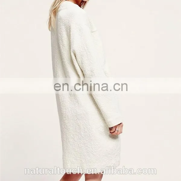 Super Luxe Without Buttons Long Cardigan Collarless Textured Coat photo-3