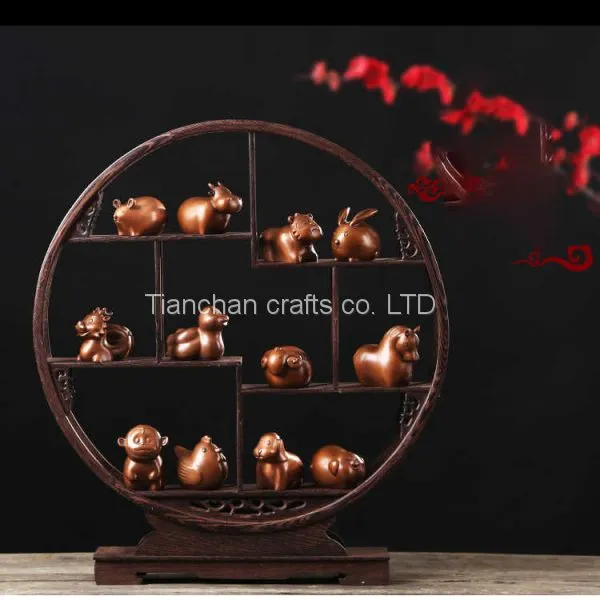 12 Bronze Chinese Zodiac Statues is Made of Copper and Bronze Antiqued