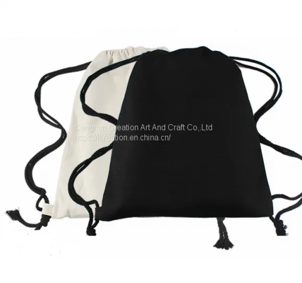 Wholesales Eco Canvas Schoolbag Drawstring Backpack Bag Travel Sports Pouch Bag