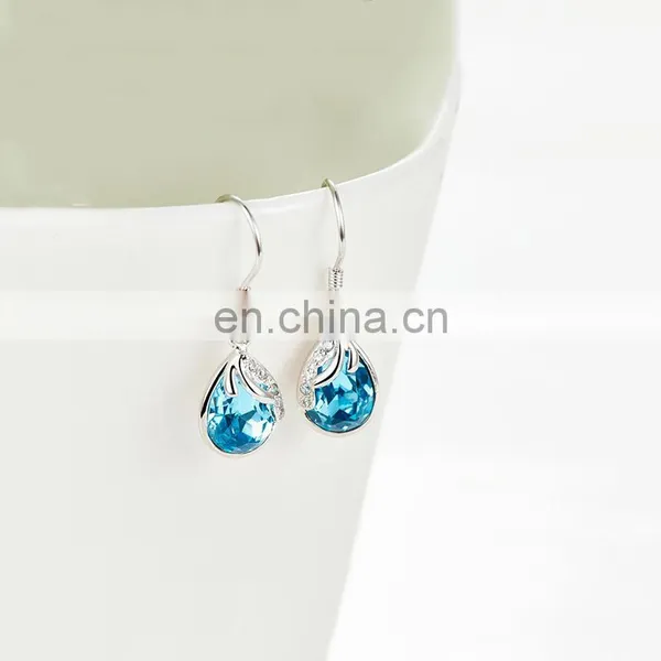 New Fashion Crystal Rhinestone Raindrop Shape Zircon Stud Hoop Large Pendant Earring S925 Silver photo-3