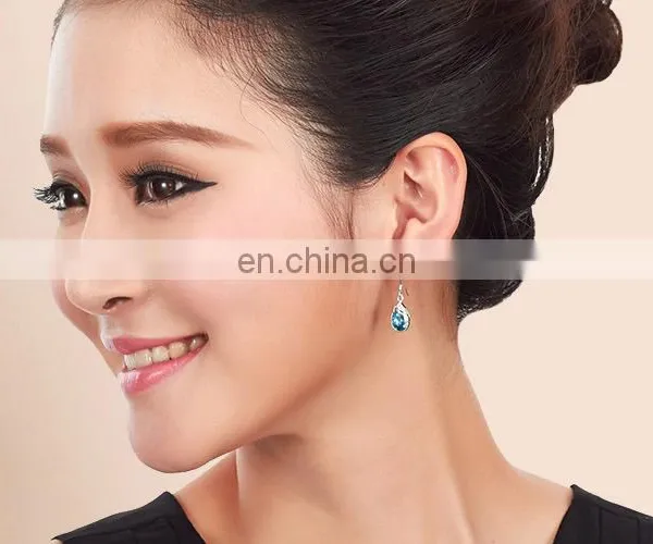 New Fashion Crystal Rhinestone Raindrop Shape Zircon Stud Hoop Large Pendant Earring S925 Silver photo-5