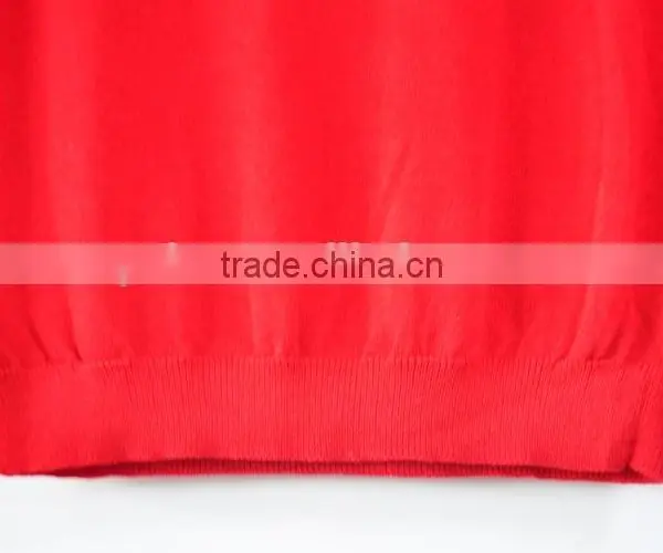 Red Lady Dots Embroidery Knitted Sweater O-Neck Women Sweaters photo-4
