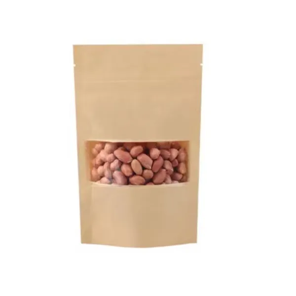 Kraft Paper Stand Up Pouch Food Storage Plastic Stand Up Pouch Ziplock Kraft Bag With Window