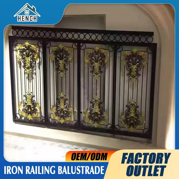 Custom Luxury Wrought Iron Railing Balcony Balustrades Stair Fence Design photo-2